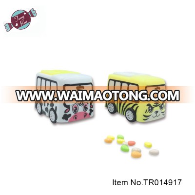 Hot Selling Pull back lovely animal sweet school bus candy toy